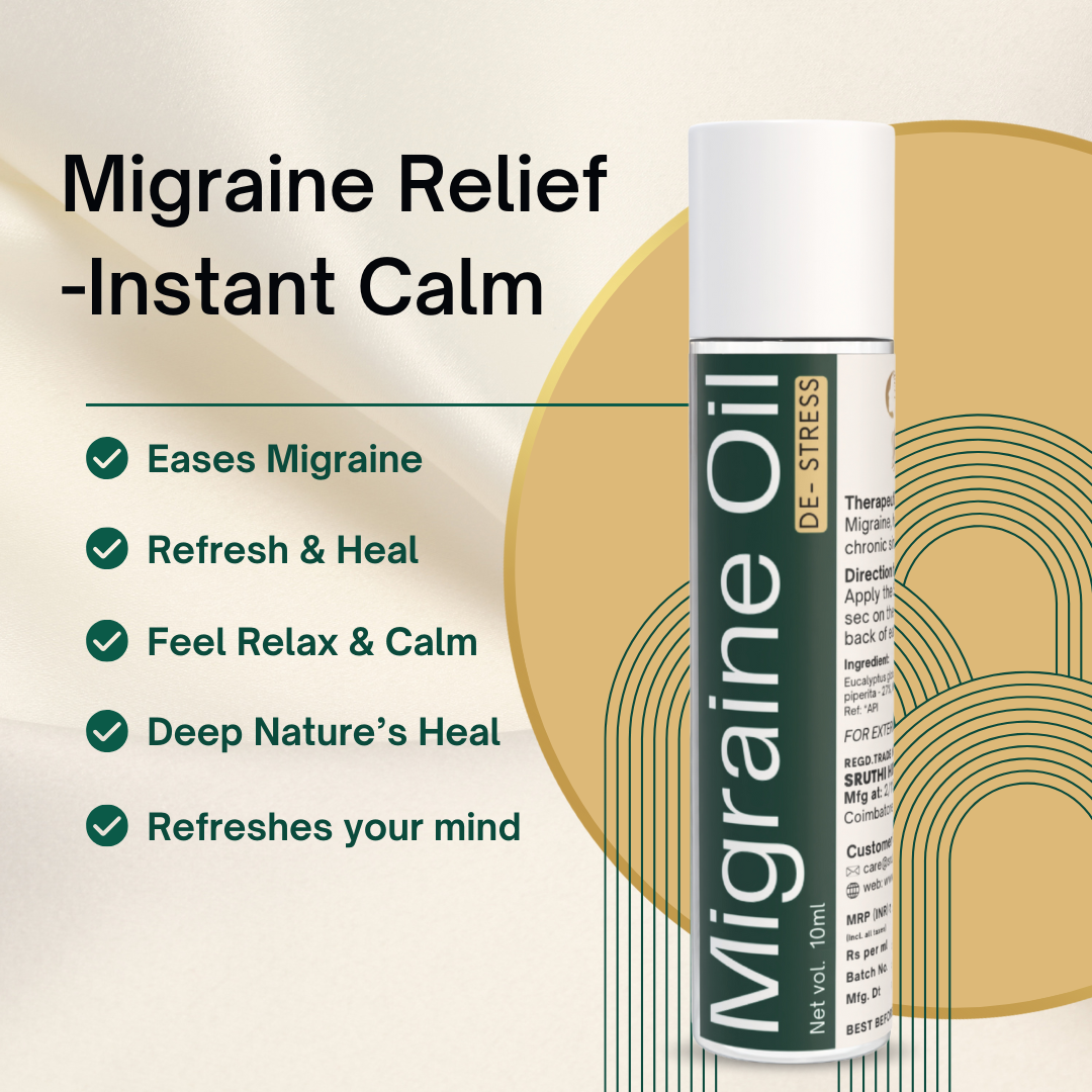 Migraine Oil | De-Stress | Calm Mind, Soothe, Refresh | Aromatic - Exilir
