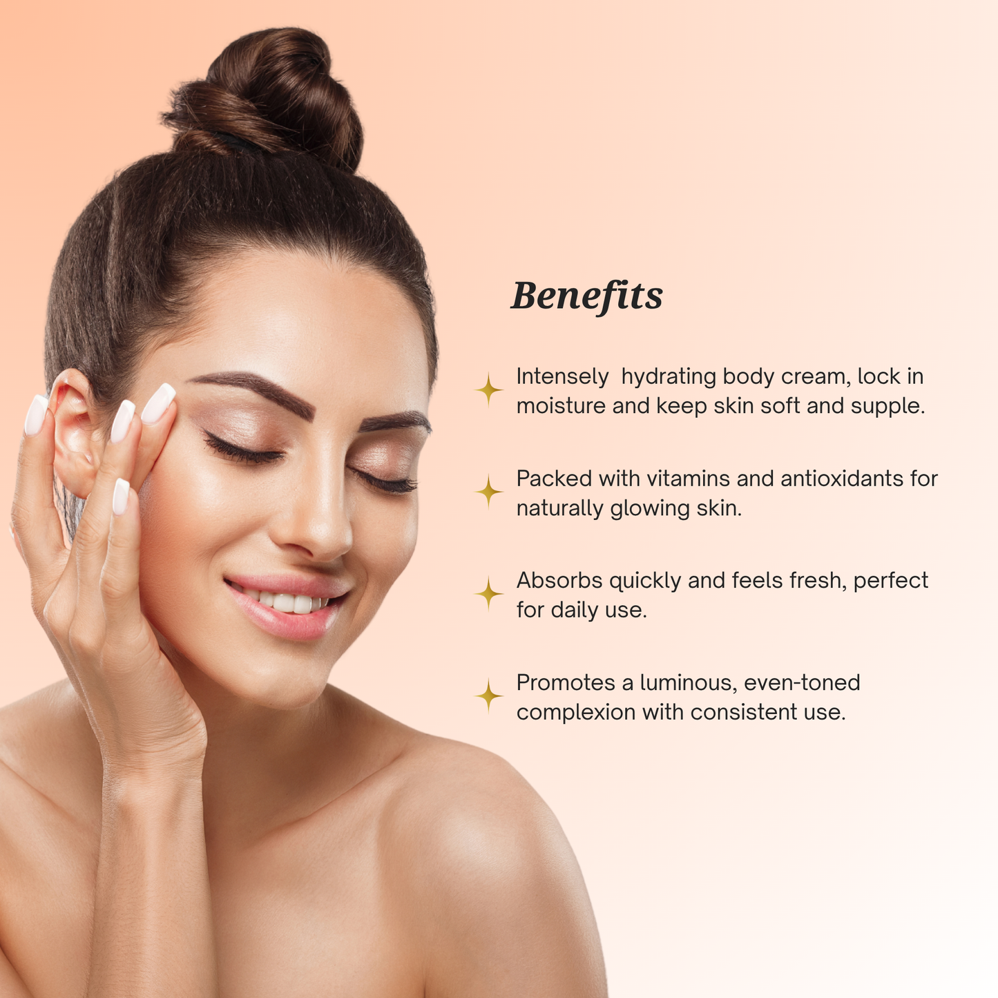 Peach Cream | Dewy radiance | Hydrating - body cream | Day cream | Skin care regimen