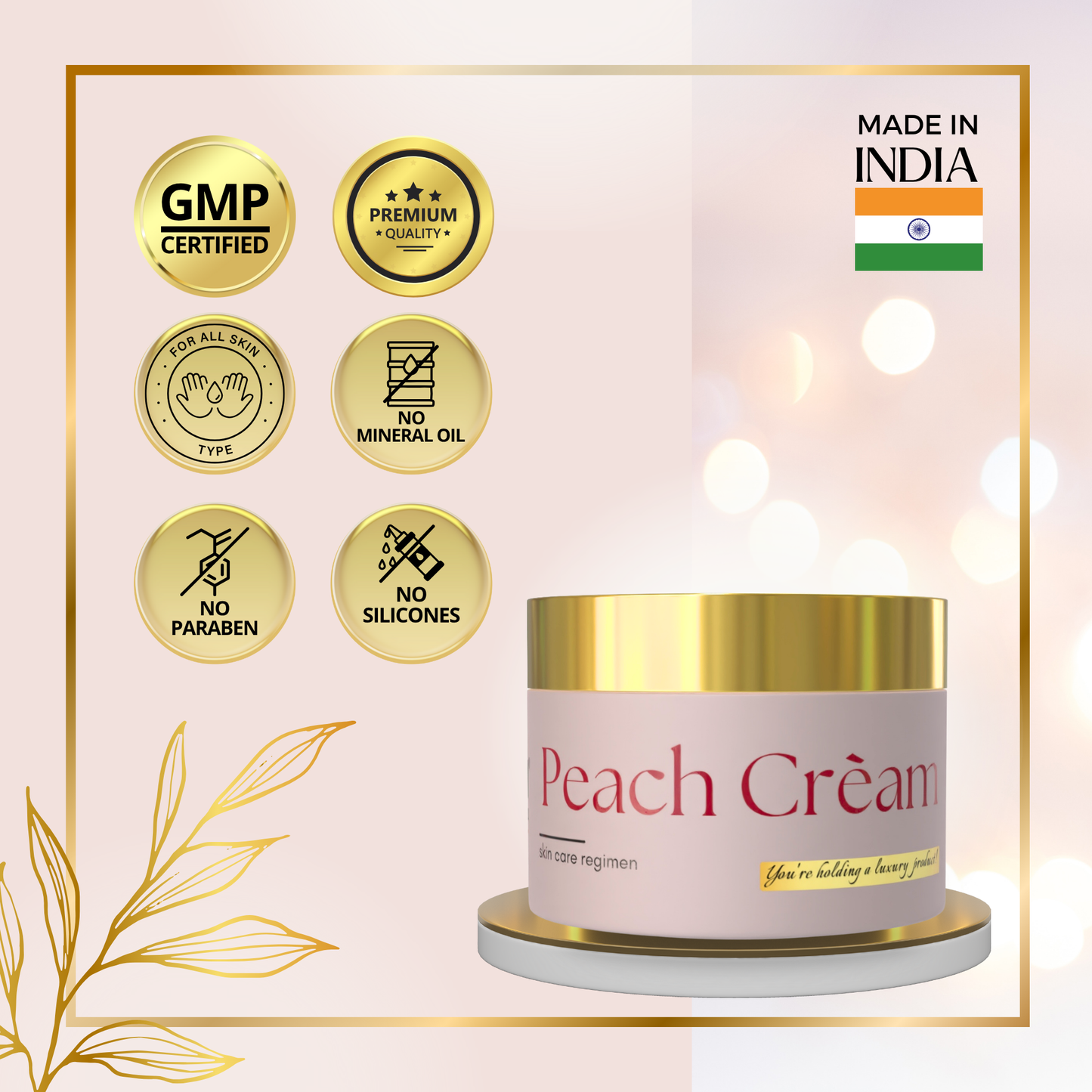 Peach Cream | Dewy radiance | Hydrating - body cream | Day cream | Skin care regimen